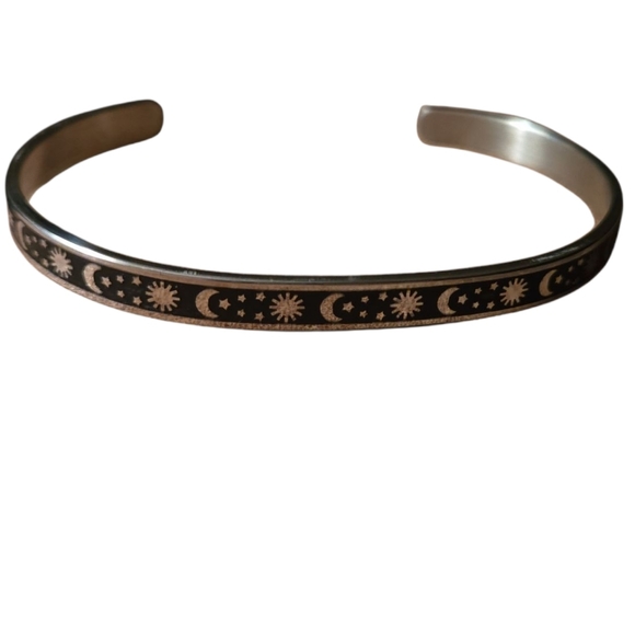 Inspirational Stainless Steel Silver and Black Cuff Bracelet - Picture 4 of 4